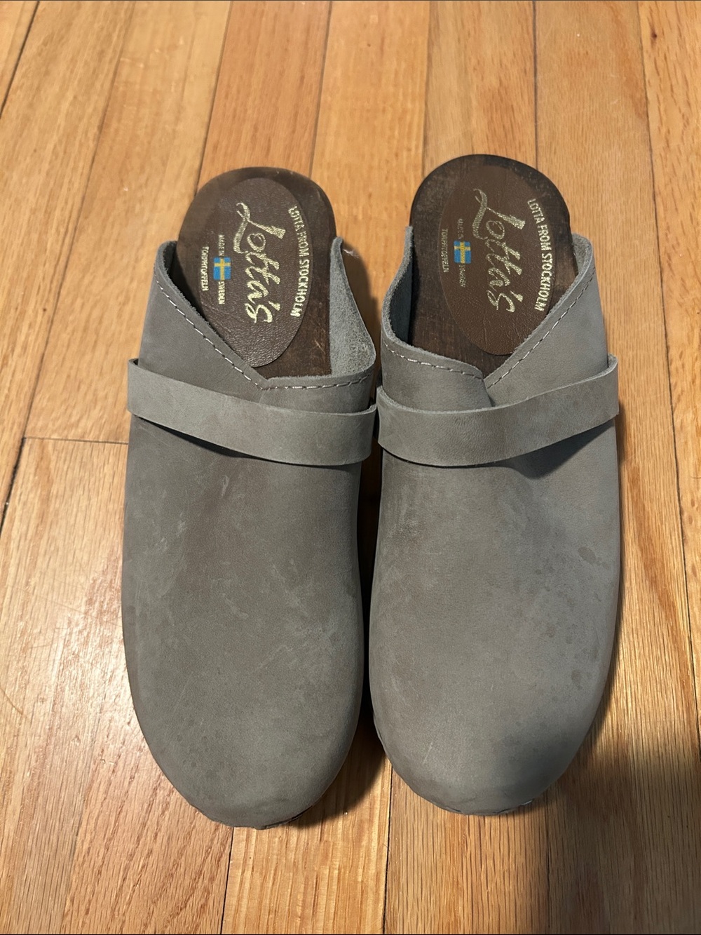 Lotta From Stockholm Gray Nubuck Leather Clogs
